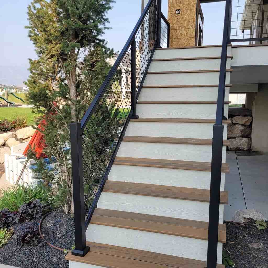 Wooden staircases with balconies feature pets in designs by TC Decks.