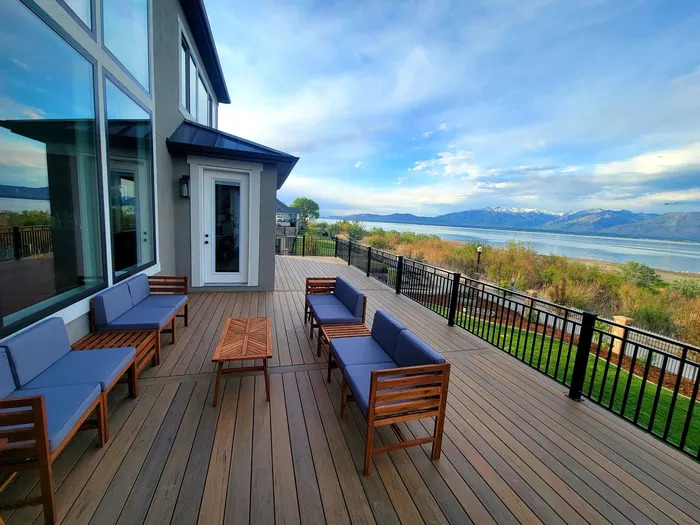 Admire ocean views from a TC Decks patio, perfect for relaxing.