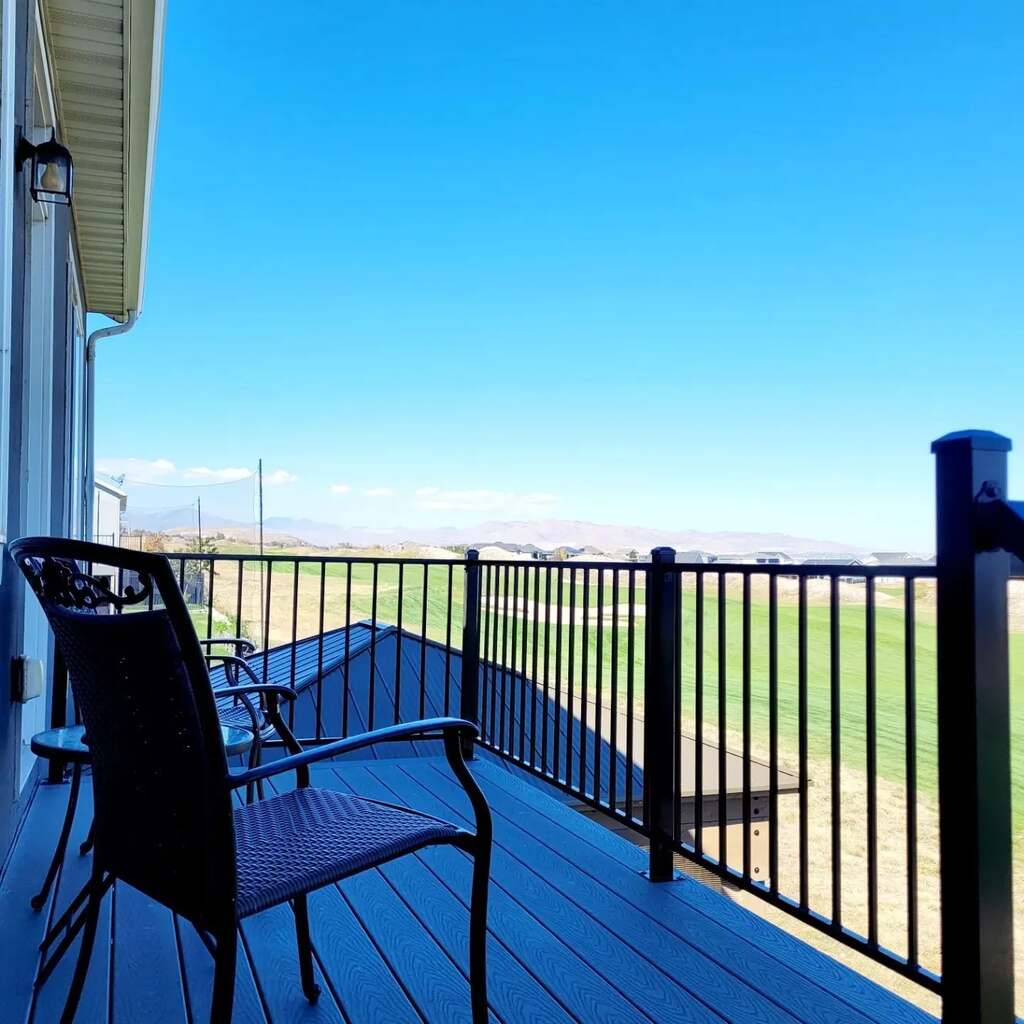 Tranquil patio views from balconies designed by TC Decks invite relaxation.